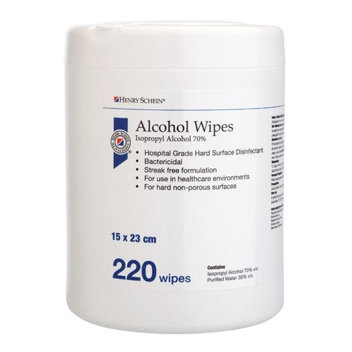 Henry Schein Alcohol Wipes - Hospital Grade Isopropyl Alcohol 70% - 220 Wipes 医用级酒精消毒湿巾